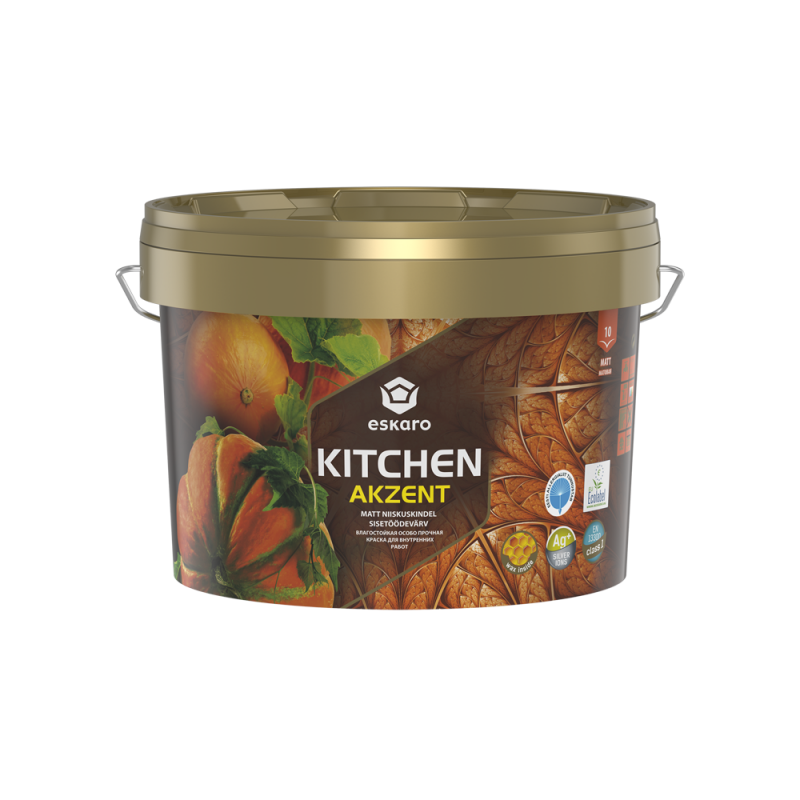 Краска для кухни Eskaro Akzent Kitchen шелковисто-матовая Белая 2.7 л