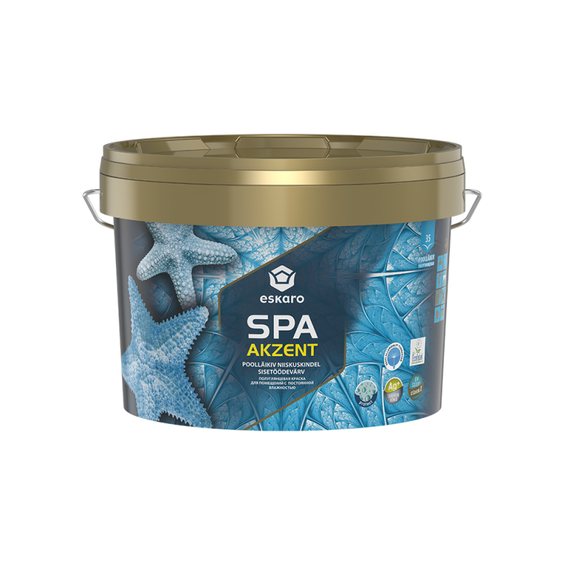 Краска акриловая Eskaro Akzent Spa полуглянцевая белая 2.7 л