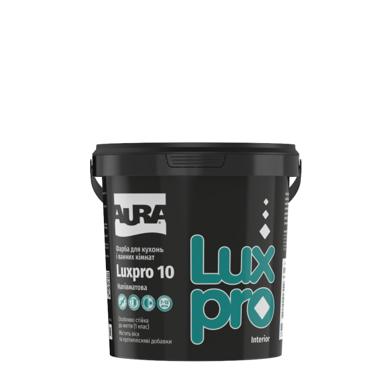 Фарба для кухонь та ванних кімнат AURA Luxpro 10 напівматова біла 0.95 л Фарба для кухонь та ванних кімнат AURA Luxpro 10 напівматова біла 0.95 л