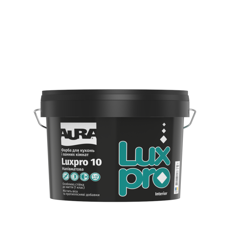 Фарба для кухонь та ванних кімнат AURA Luxpro 10 напівматова біла 2,85 л