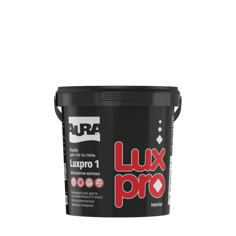 Краска интерьерная AURA Luxpro 1 для стен и потолков абсолютно матовая белая 0.95 л