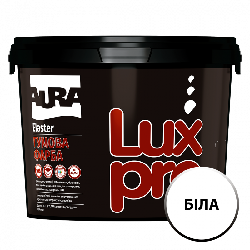 Гумова фарба Aura Luxpro Elaster універсальна матова біла 3.5 кг