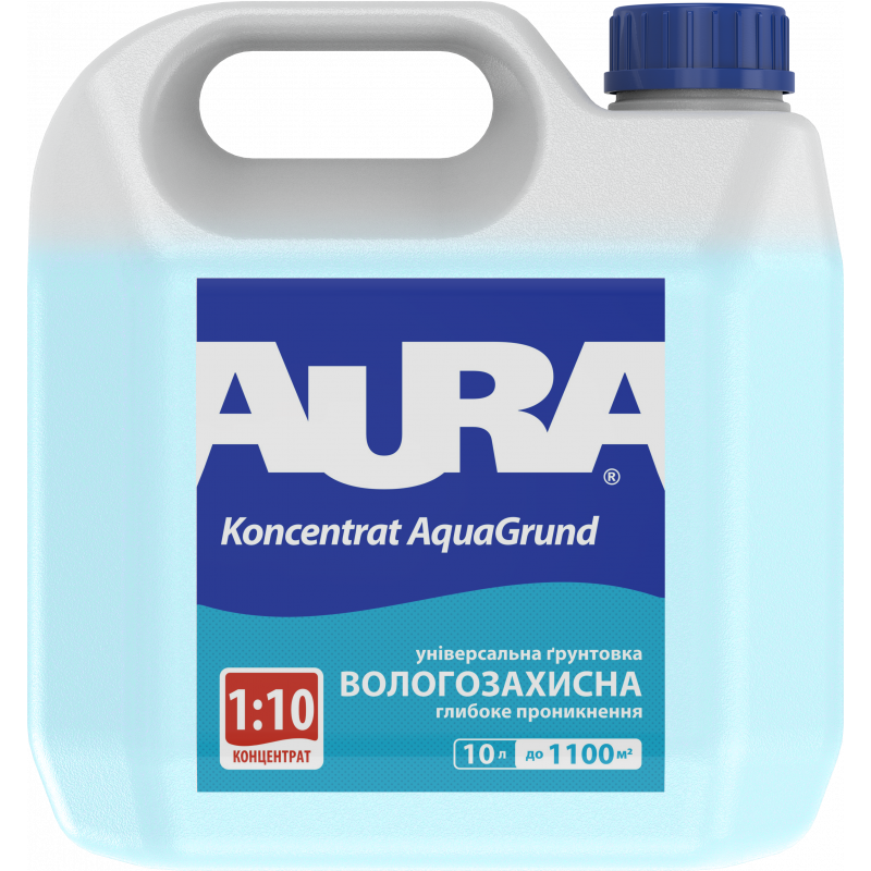 Вологозахисна ґрунтовка-концентрат глибокого проникнення Aura Aquagrund 1:10 10 л Вологозахисна ґрунтовка-концентрат глибокого проникнення Aura Aquagrund 1:10 10 л