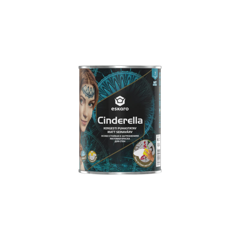 Краска акриловая Eskaro Cinderella для потолков и стен особенно крепкая белая матовая. 0.9 л Краска акриловая Eskaro Cinderella для потолков и стен особенно крепкая белая матовая. 0.9 л