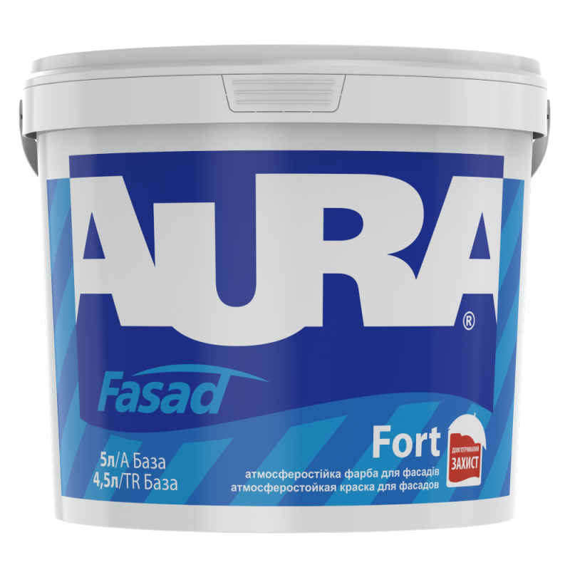 Фарба AURA Fasad Fort матова акрилова модифікована силіконом для фасадів 5 л Фарба AURA Fasad Fort матова акрилова модифікована силіконом для фасадів 5 л