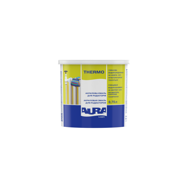 Емаль для радіаторів AURA Luxpro Thermo акрилова без запаху біла глянсова 0.75 л Емаль для радіаторів AURA Luxpro Thermo акрилова без запаху біла глянсова 0.75 л