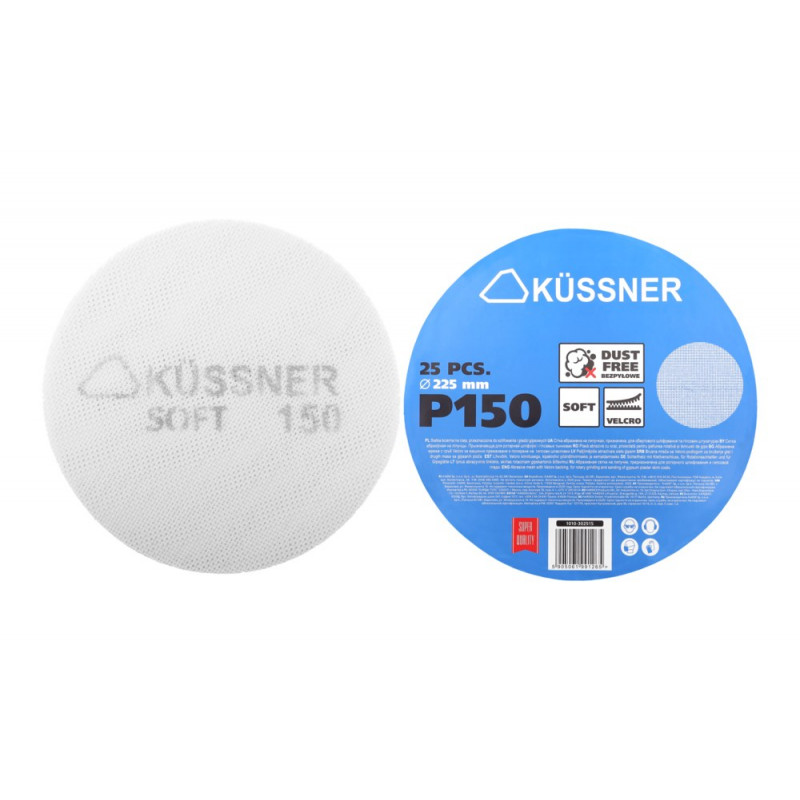 Сетка абразивная Kussner Soft 225 мм Р150, 3 шт, на липучке (1010-320315)