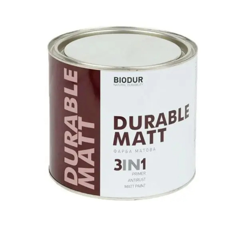 Грунт-эмаль 3в1 антикоррозионная Biodur Durable Matt №210 RAL 9010 белая матовая 0.7 л