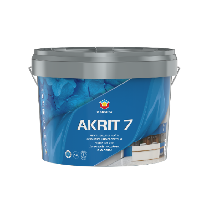 Краска акрилатная Eskaro Akrit 7 для потолков и стен шелковисто-матовая белая 9.5 л