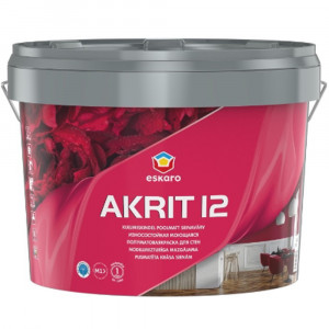 Краска акрилатная Eskaro Akrit 12 для потолков и стен износостойкая полуматовая белая