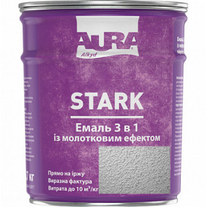 Молотковая эмаль Aura® Stark 3 в 1 серебряный №20 глянец