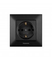 Розетка 1-местная с заземлением Panasonic Arkedia Slim чёрная WNTC02022BL-UA1