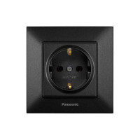Розетка 1-местная с заземлением Panasonic Arkedia Slim чёрная WNTC02022BL-UA1
