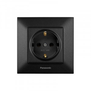 Розетка 1-на з заземленням Panasonic Arkedia Slim чорна WNTC02022BL-UA1