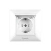 Розетка 1-местная с заземлением, шторками и крышкой Panasonic Arkedia Slim белая WNTC02102WH-UA1