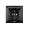Розетка 1-местная с заземлением, шторками и крышкой Panasonic Arkedia Slim чёрная WNTC02102BL-UA1