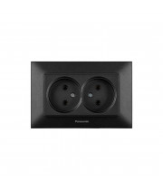 Розетка 2-местная Panasonic Arkedia Slim чёрная WNTC02042BL-UA1