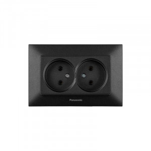 Розетка 2-на Panasonic Arkedia Slim чорна WNTC02042BL-UA1