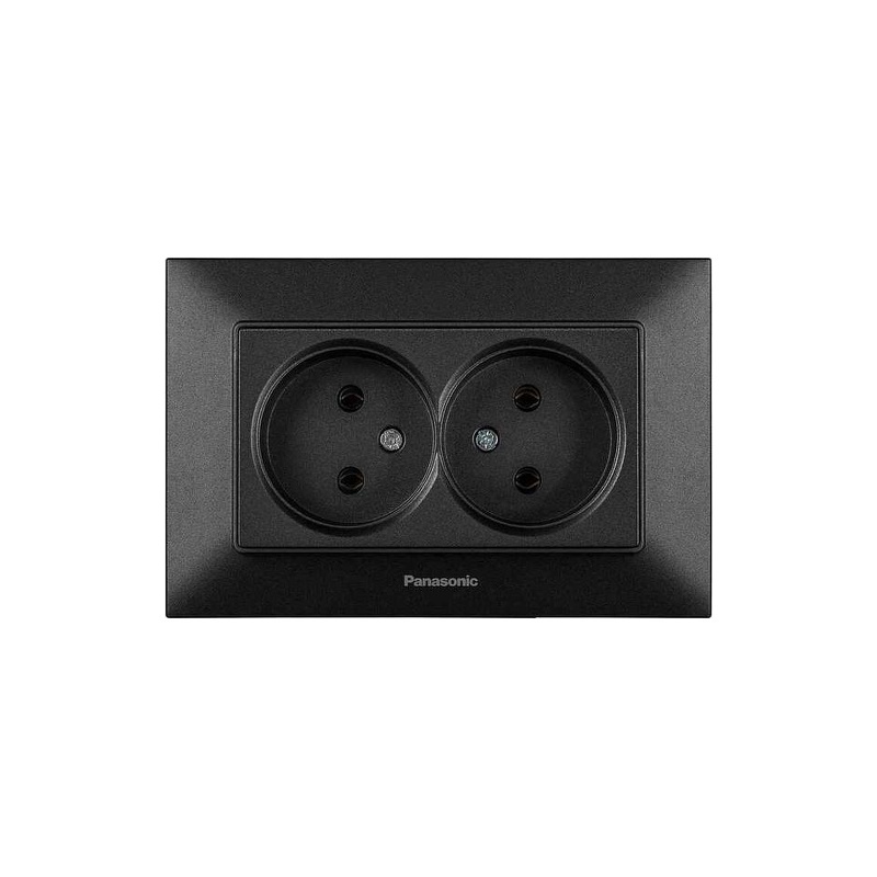 Розетка 2-местная Panasonic Arkedia Slim чёрный WNTC02042BL-UA1