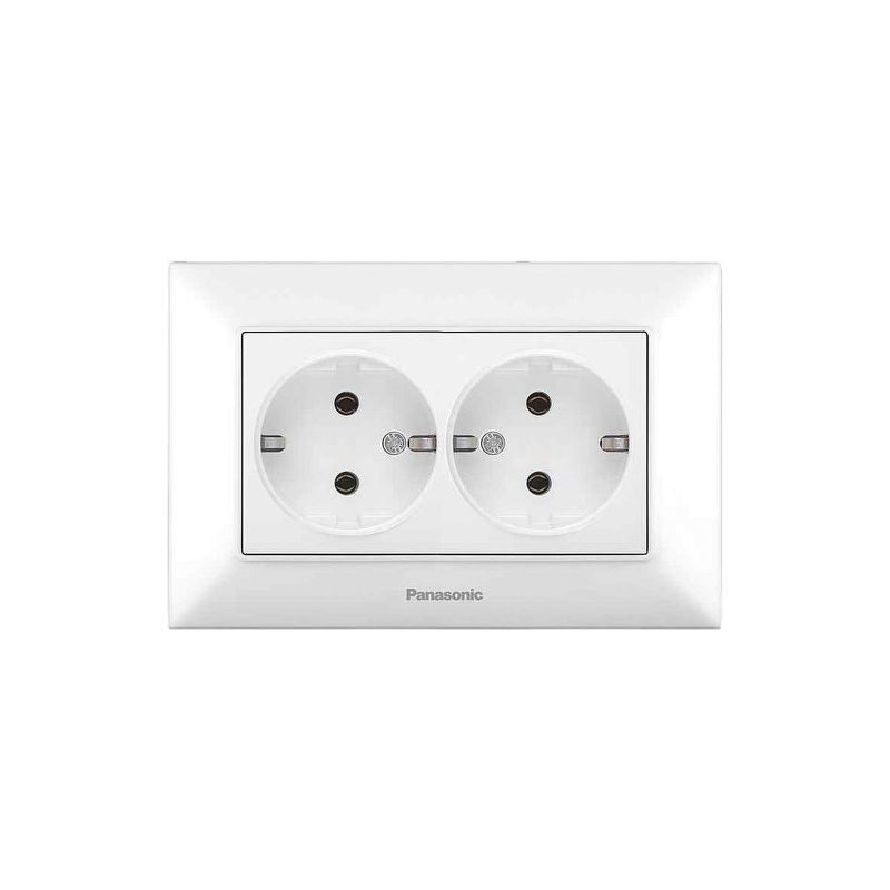 Розетка 2-местная с заземлением Panasonic Arkedia Slim белая WNTC02052WH-UA1