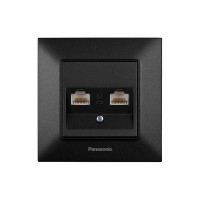 Розетка компьютерная 2-местная RJ45 CAT6e Panasonic Arkedia Slim чёрная WNTC04072BL-UA1