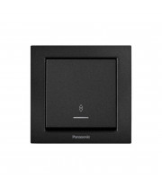 Выключатель 1-кл. проходной с подсветкой (быстр. монтаж) Panasonic Arkedia Slim чёрный WNTC01042BL-UA1