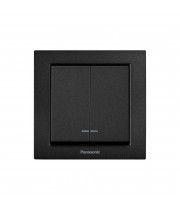 Выключатель 2-кл. с подсветкой (быстр. монтаж) Panasonic Arkedia Slim чёрный WNTC01102BL-UA1