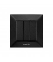 Выключатель 3-кл. Panasonic Arkedia Slim чёрный WNTC00152BL-UA1
