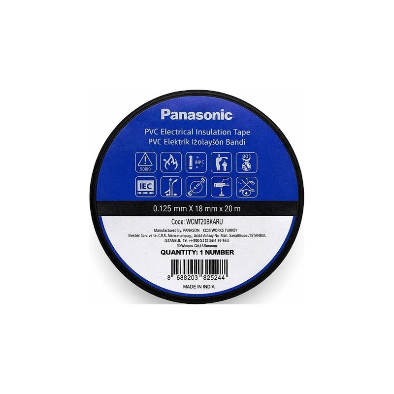 Изолента ПВХ Panasonic 0.125×18мм, 20м, чёрная WCMT20BKARJ