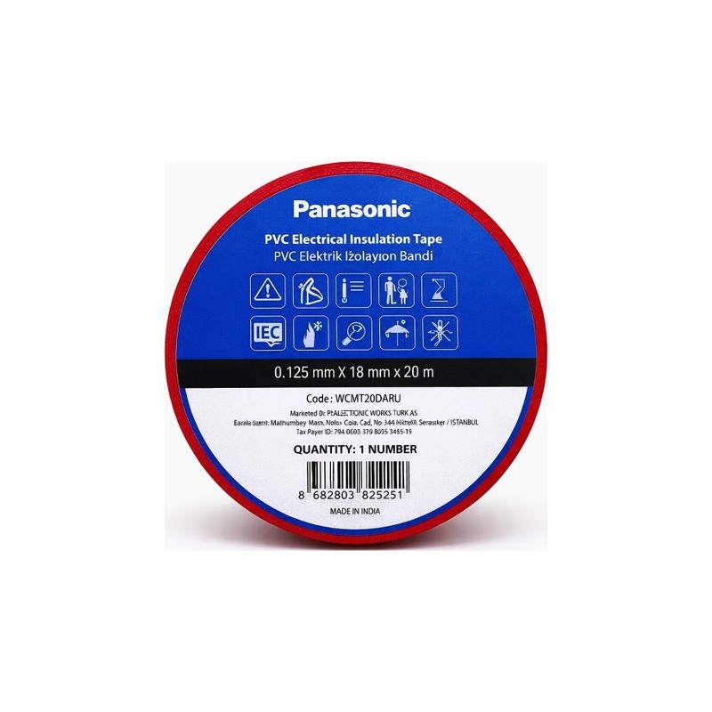 Изолента ПВХ Panasonic 0.125×18мм, 20м, красная WCMT20RDARJ