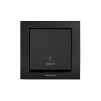 Выключатель 1-клавишный проходной с подсветкой Panasonic Karre Plus 55 чёрный (WDTC90042BL-UA1)