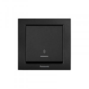 Выключатель 1-клавишный проходной с подсветкой Panasonic Karre Plus 55 чёрный (WDTC90042BL-UA1)