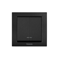 Выключатель 2-клавишный с подсветкой Panasonic Karre Plus 55 чёрный (WDTC90102BL-UA1)