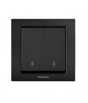 Выключатель 2-клавишный проходной Panasonic Karre Plus 55 чёрный (WDTC90112BL-UA1)