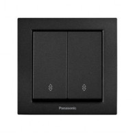 Выключатель 2-клавишный проходной Panasonic Karre Plus 55 чёрный (WDTC90112BL-UA1)