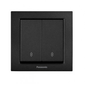 Выключатель 2-клавишный проходной Panasonic Karre Plus 55 чёрный (WDTC90112BL-UA1)