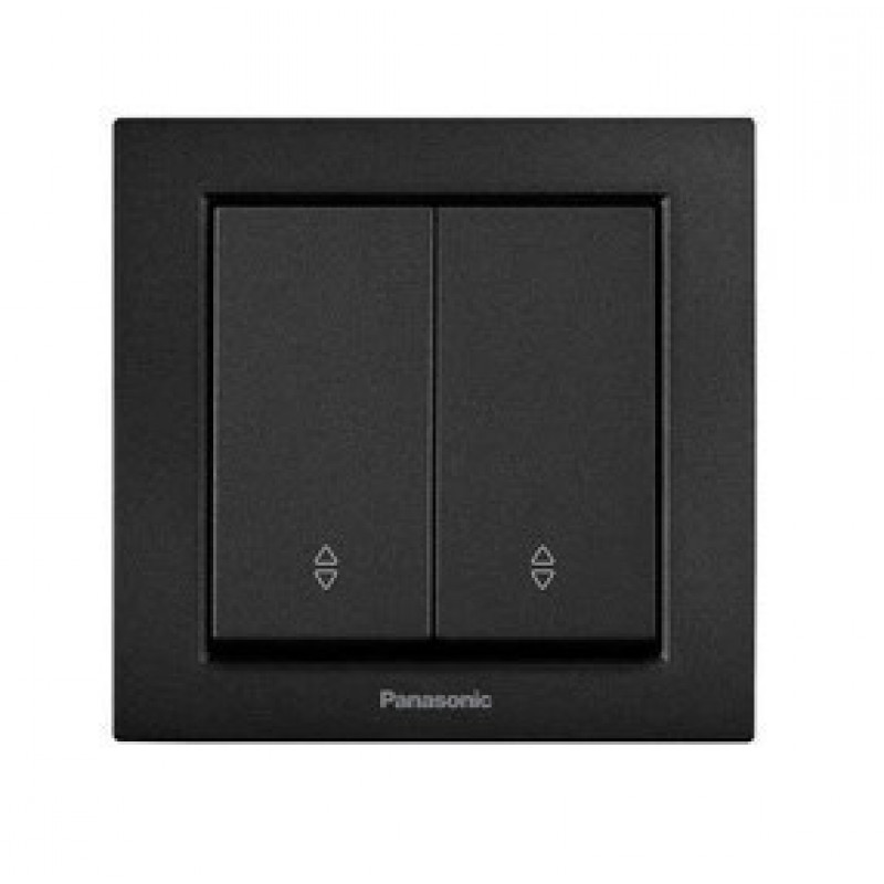 Выключатель 2-клавишный проходной Panasonic Karre Plus 55 чёрный (WDTC90112BL-UA1)