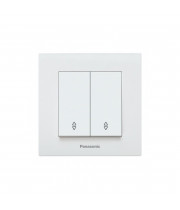Выключатель 2-клавишный проходной Panasonic Karre Plus 55 белый (WDTC90112WH-UA1)