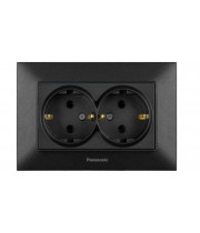 Розетка двойная с заземлением Panasonic Karre Plus 55 чёрная (WDTC92052BL-UA1)