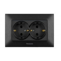Розетка двойная с заземлением Panasonic Karre Plus 55 чёрная (WDTC92052BL-UA1)