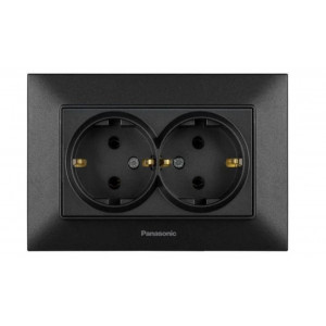 Розетка двойная с заземлением Panasonic Karre Plus 55 чёрная (WDTC92052BL-UA1)