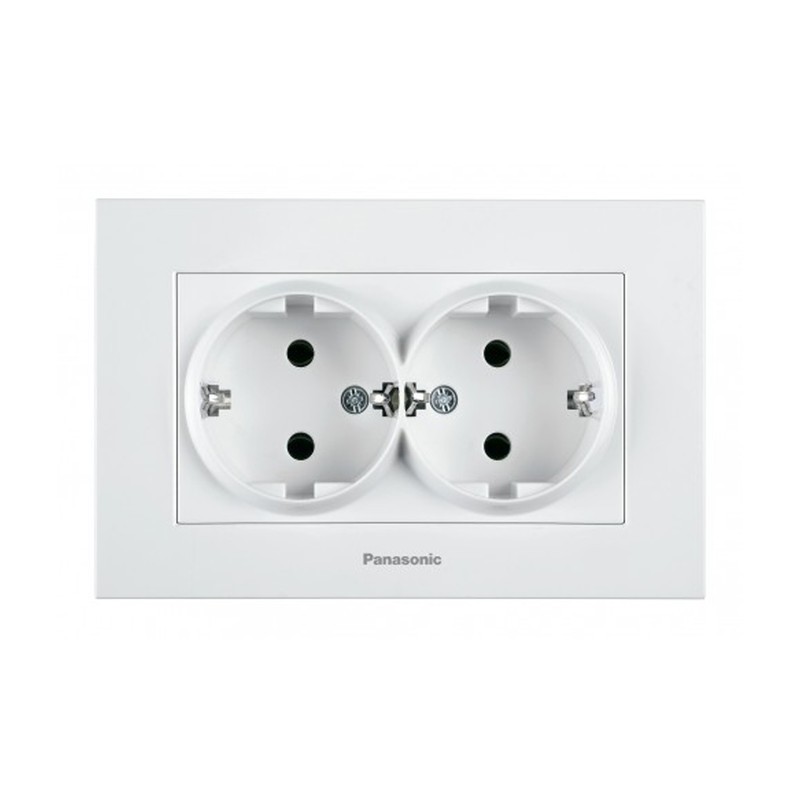 Розетка двойная с заземлением Panasonic Karre Plus 55 белая (WDTC92052WH-UA1)