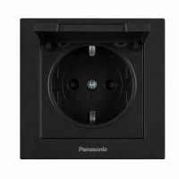 Розетка с заземлением и крышкой Panasonic Karre Plus 55 чёрная (WDTC92102BL-UA1)