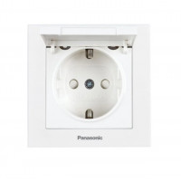 Розетка с заземлением и крышкой Panasonic Karre Plus 55 белая (WDTC92102WH-UA1)