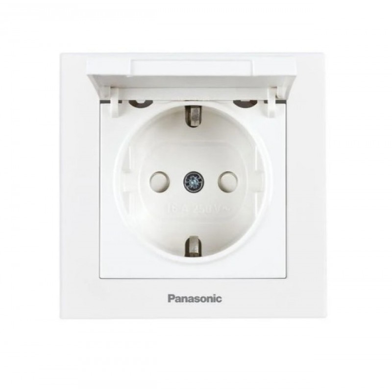 Розетка с заземлением и крышкой Panasonic Karre Plus 55 белая (WDTC92102WH-UA1)