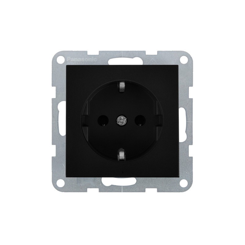 Розетка с заземлением без рамки Panasonic Karre Plus 55 чёрная (WDTT02022BL-UA1)
