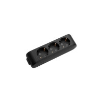 Колодка Panasonic X-tendia із заземленням 3 гн., з зах. шторками, Чорна WLTB04302BL-UA1