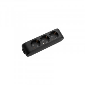 Колодка Panasonic X-tendia із заземленням 3 гн., з зах. шторками, Чорна WLTB04302BL-UA1