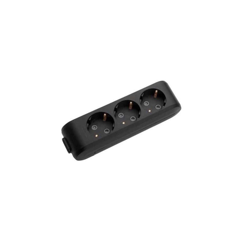 Колодка Panasonic X-tendia із заземленням 3 гн., з зах. шторками, Чорна WLTB04302BL-UA1