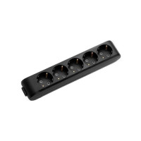 Колодка Panasonic X-tendia із заземленням 5 гн., з зах. шторками, Чорна WLTB04502BL-UA1